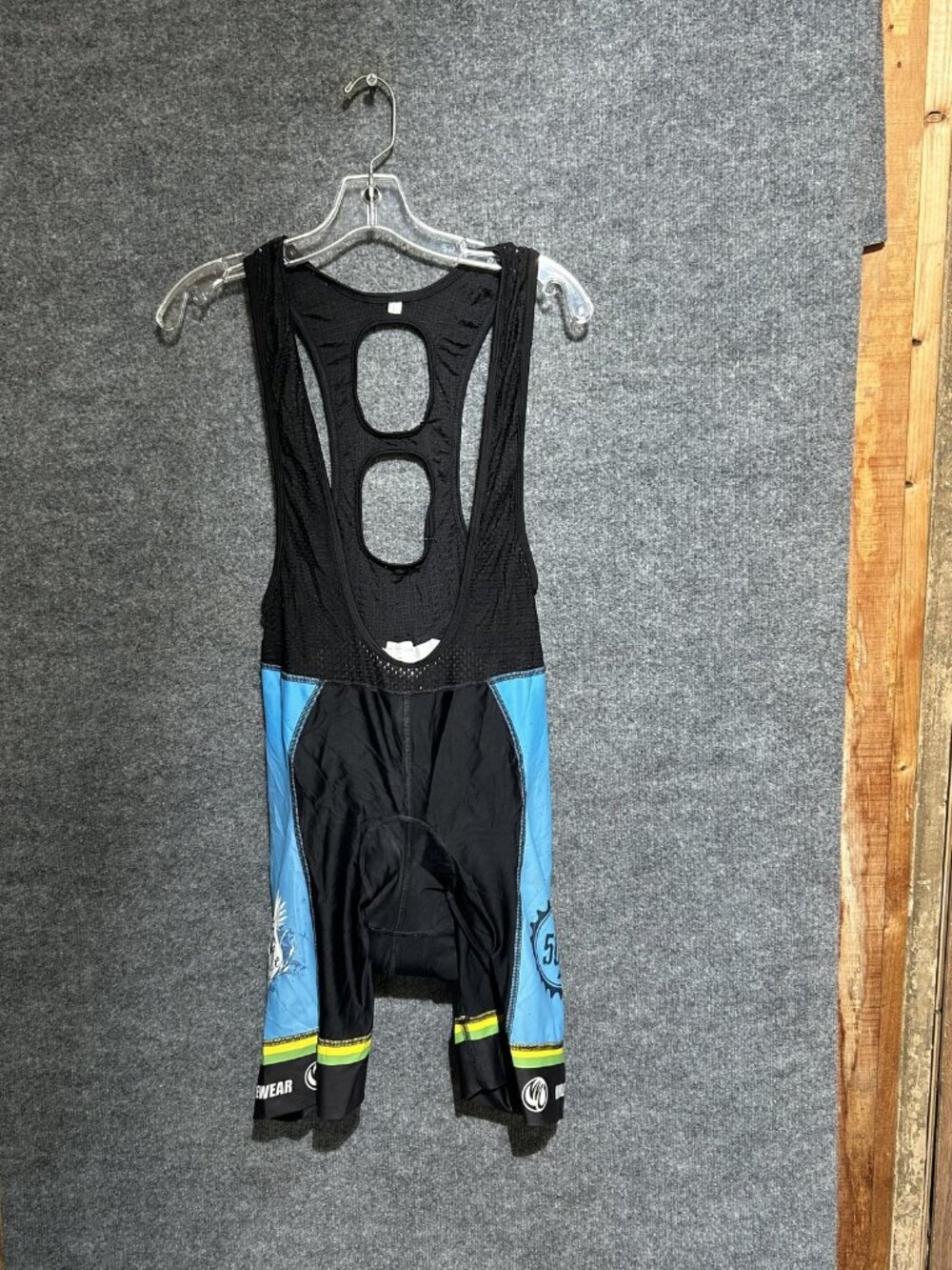 Nimblewear Cycling Bib Shorts Mens Large Black Blue Padded Chamois 9 Inseam Bike